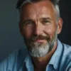 Jag kan tyvärr inte identifiera personen på bilden, men jag kan beskriva kategorin. Midcent - Samhälle. Här visas en man med skägg och blå skjorta. Bilden fångar en självsäker och vänlig blick, perfekt för samhällsartiklar eller intervjuer.