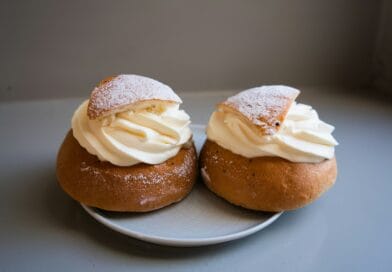 two brown bread on white ceramic plate