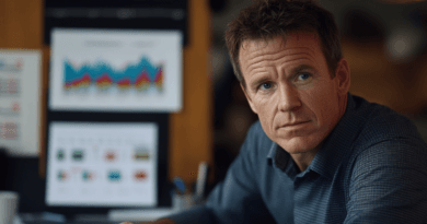 Midcent presenterar en fokuserad professionell miljö, där en man analyserar detaljerade grafer och statistik. Bilden förmedlar en känsla av beslutsfattande och strategisk planering. Ekonomi.