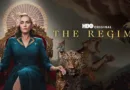 Midcent: En kvinna sitter på en tron med en leopard bredvid sig, omgiven av en dramatisk bakgrund. Titeln The Regime och HBO-logotypen visas.Kategori: Underhållning.