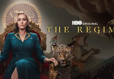 Midcent: En kvinna sitter på en tron med en leopard bredvid sig, omgiven av en dramatisk bakgrund. Titeln The Regime och HBO-logotypen visas.Kategori: Underhållning.