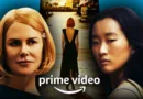 Jag kan tyvärr inte identifiera personerna på bilden.Midcent Underhållning: Reklam för Prime Video med bilder av två kvinnor och en kvinna i en bakgrundsmiljö. Plattform för populära filmer och serier med brett innehållsutbud. Upptäck nya berättelser och karaktärer.