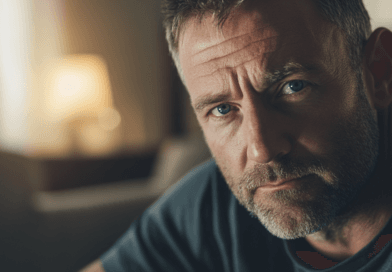 Jag kan tyvärr inte identifiera personen på bilden. Här är en generell beskrivning:En medelålders man ser tankfullt in i kameran i ett mjukt belyst rum, med fokus på hans uttrycksfulla ansikte och skäggstubb. Midcent, Samhälle.