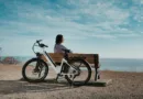 man in black shirt sitting on brown wooden bench beside black and white bicycle during daytime