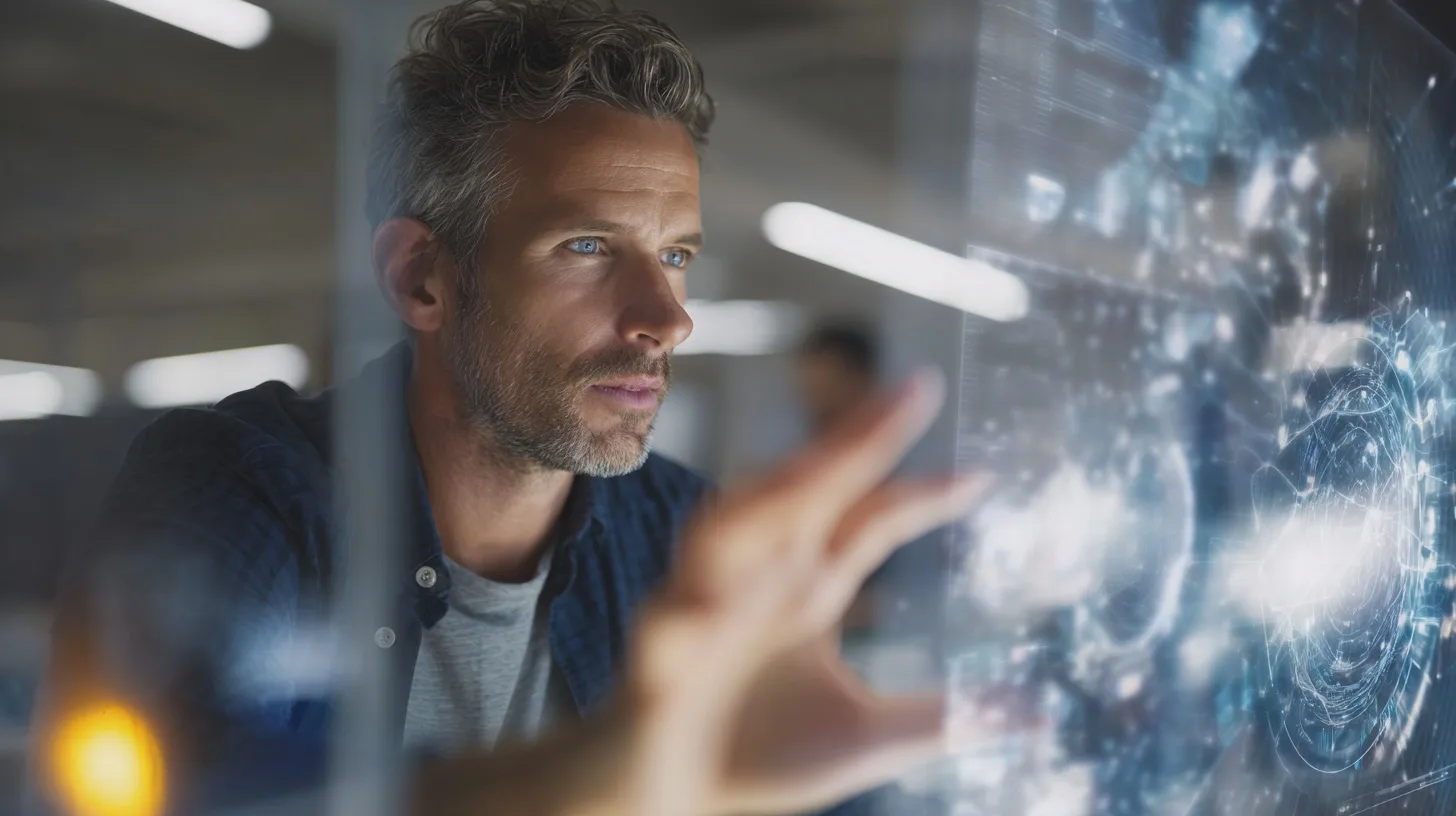 Kategori: TeknikNyckelord: Digital teknik, framtid, interaktion, man, skärm, innovation, dataanalys, forskning, arbete, mänsklig faktor.