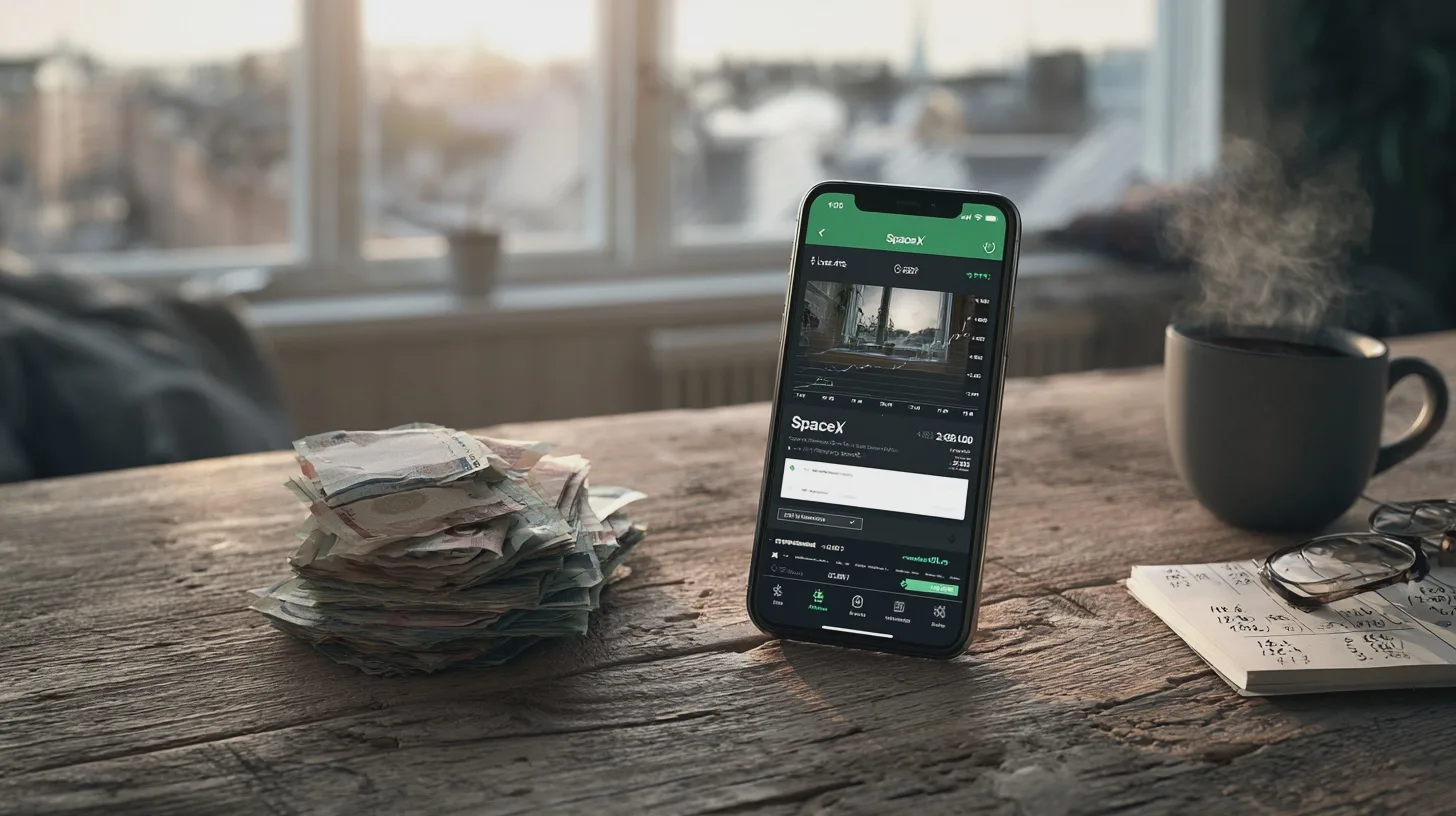 Ekonomi, investeringar, aktier, SpaceX, mobilapp, pengar, personlig ekonomi, finans, digitala plånböcker, avkastning.
