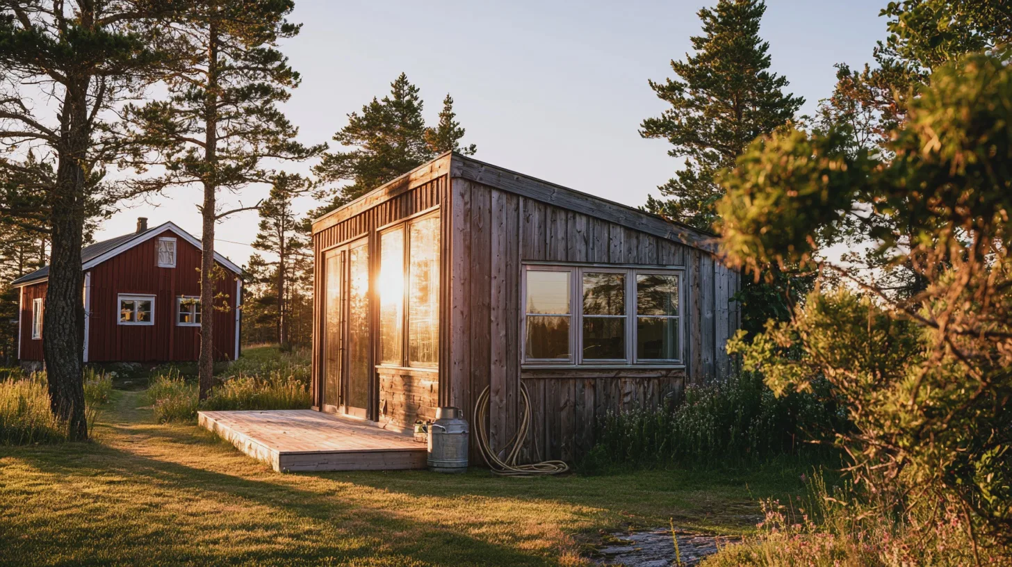 Resastuga, natur, semester, avkoppling, landskap, skog, traditionell, ljus, träd, svensk design, friluftsliv, stillhet