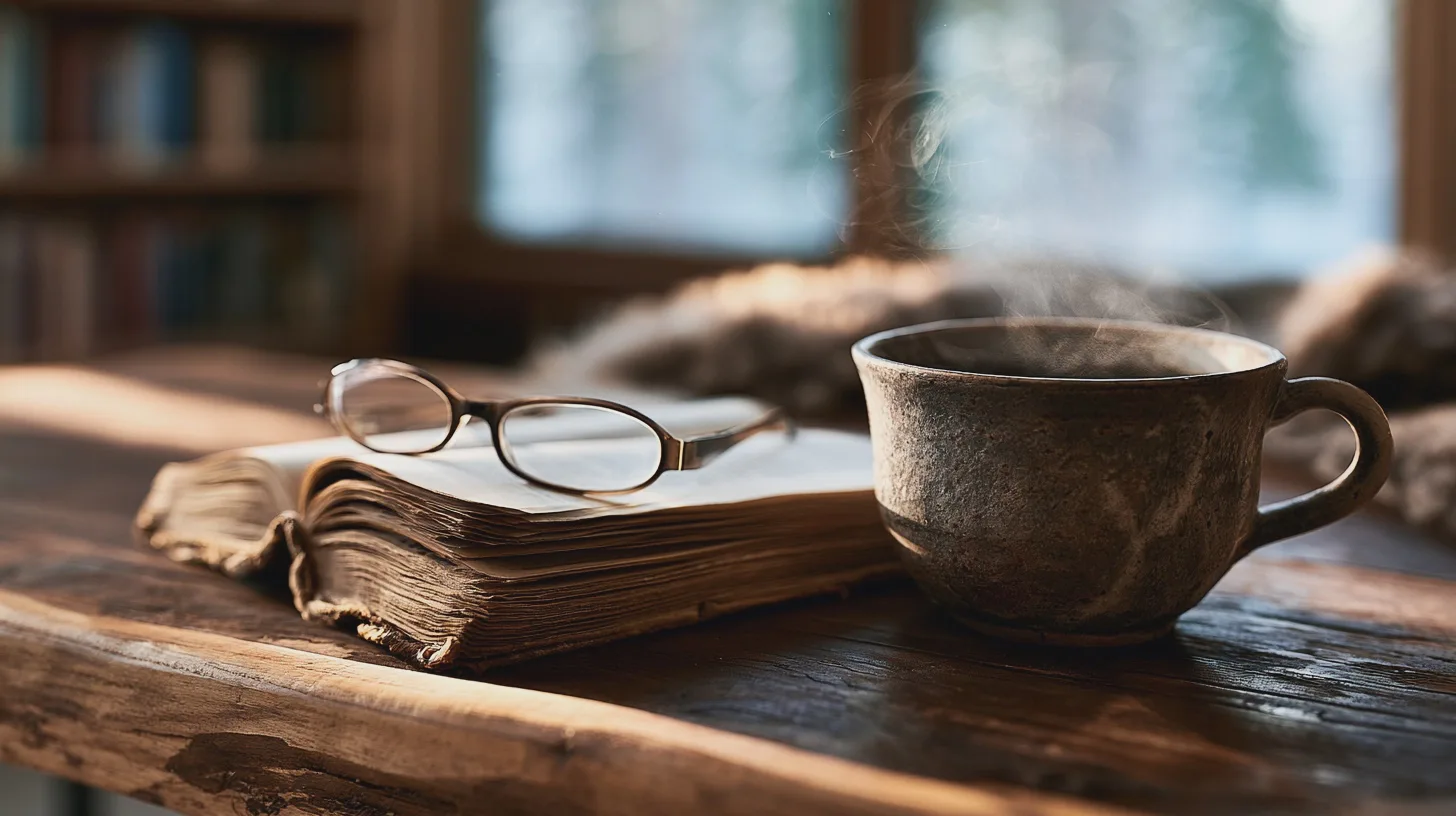 Kategori: SamhälleNyckelord: kaffe, bok, läsning, avslappning, hemmamiljö, ögonblick, stund, mysigt, fokus, komfort.