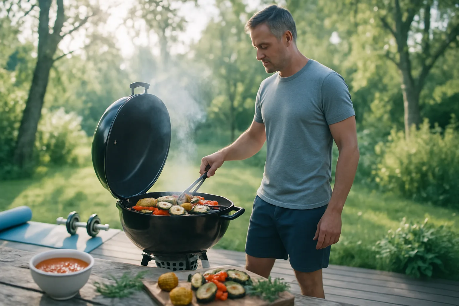 Ladda grillen och motivationen – här får du enkla träningstips som passar midsommarfiran, grillfanatiker och badkrukor. Gör semesterträningen till årets bästa investering.hälsa, semesterträning, styrka, hemmaövningar, motivation,