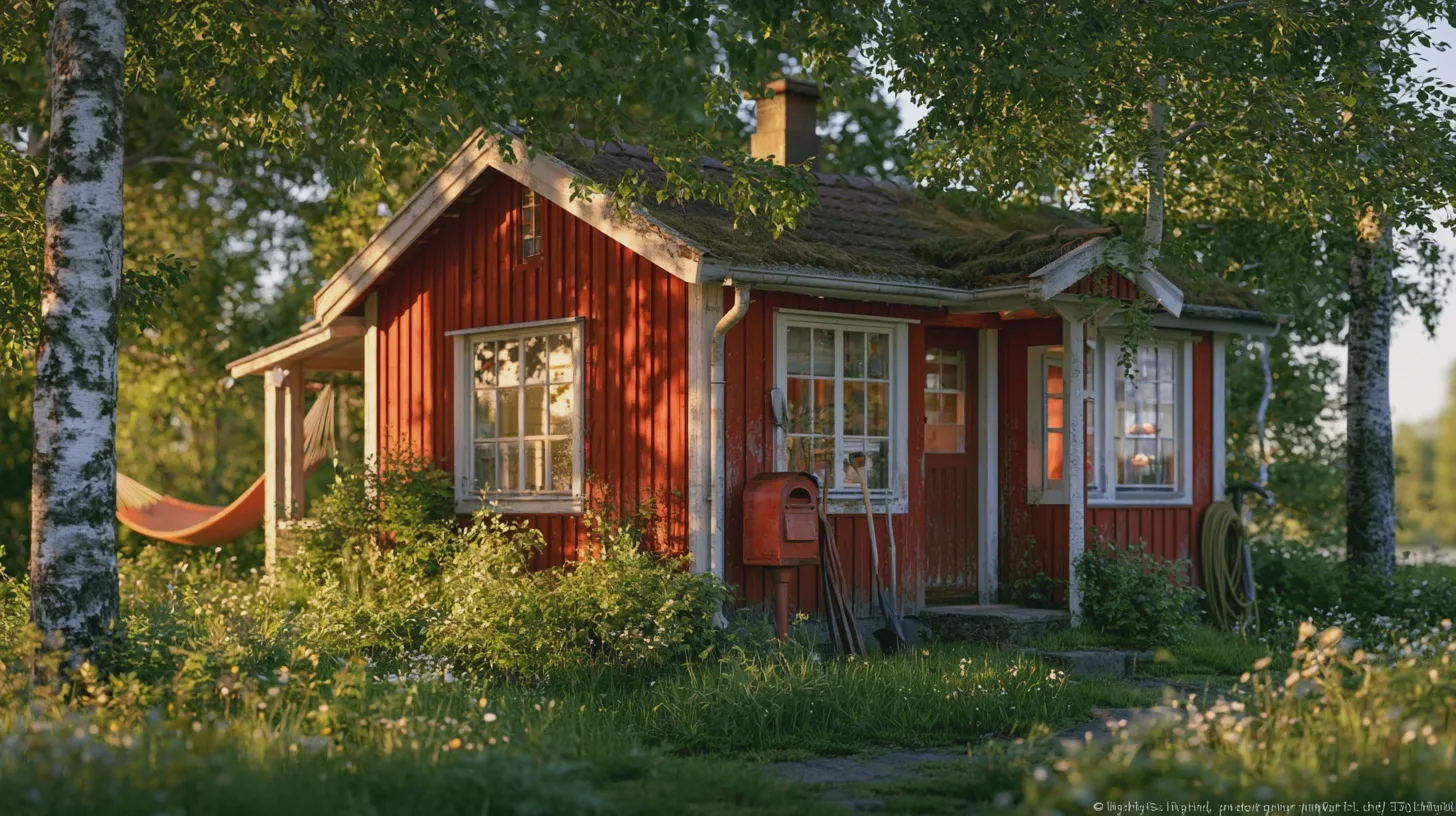 Kategori: ResaNyckelord: Röd stuga, natur, avkoppling, sommar, landskap, sevärdhet, friluftsliv, skandinavisk arkitektur, grönska.