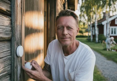 Kategori: SamhälleNyckelord: Hantverk, renovering, utomhus, hem, trädgård, man, sommar, fritid, landsbygd, natur.