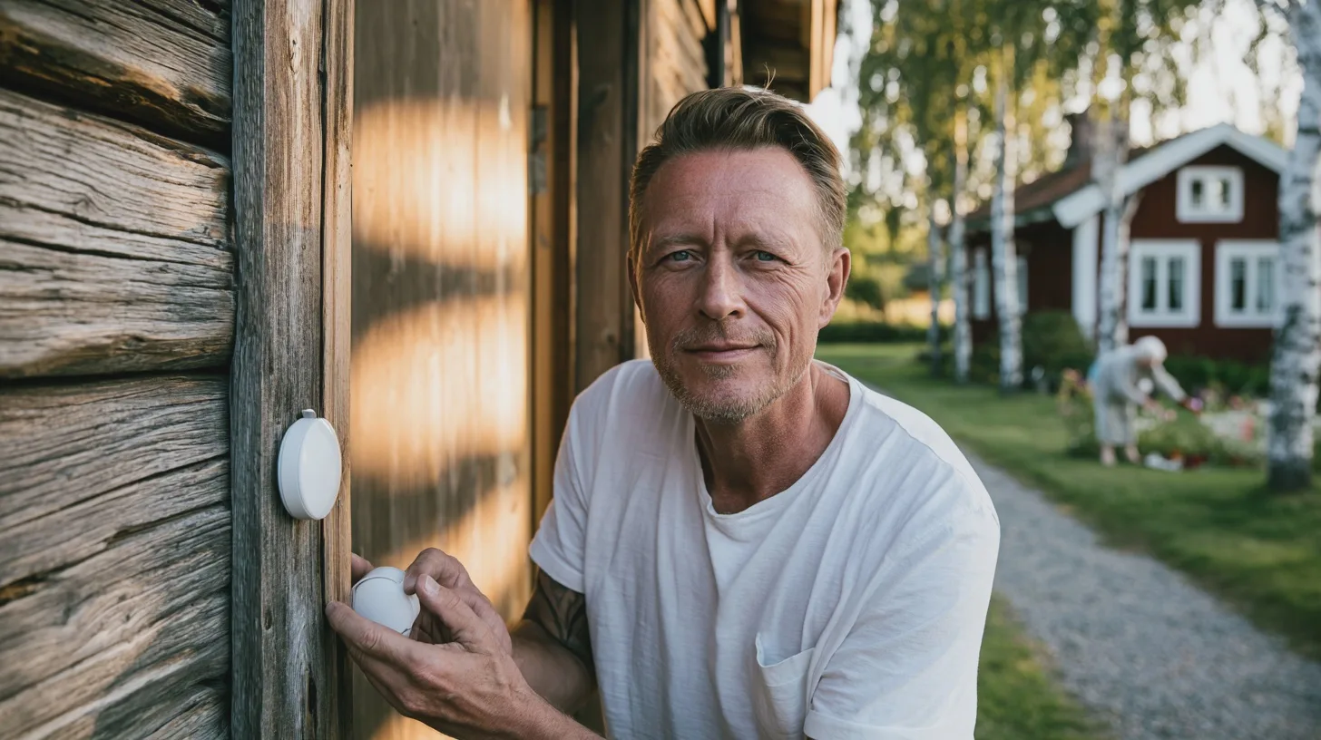 Kategori: SamhälleNyckelord: Hantverk, renovering, utomhus, hem, trädgård, man, sommar, fritid, landsbygd, natur.