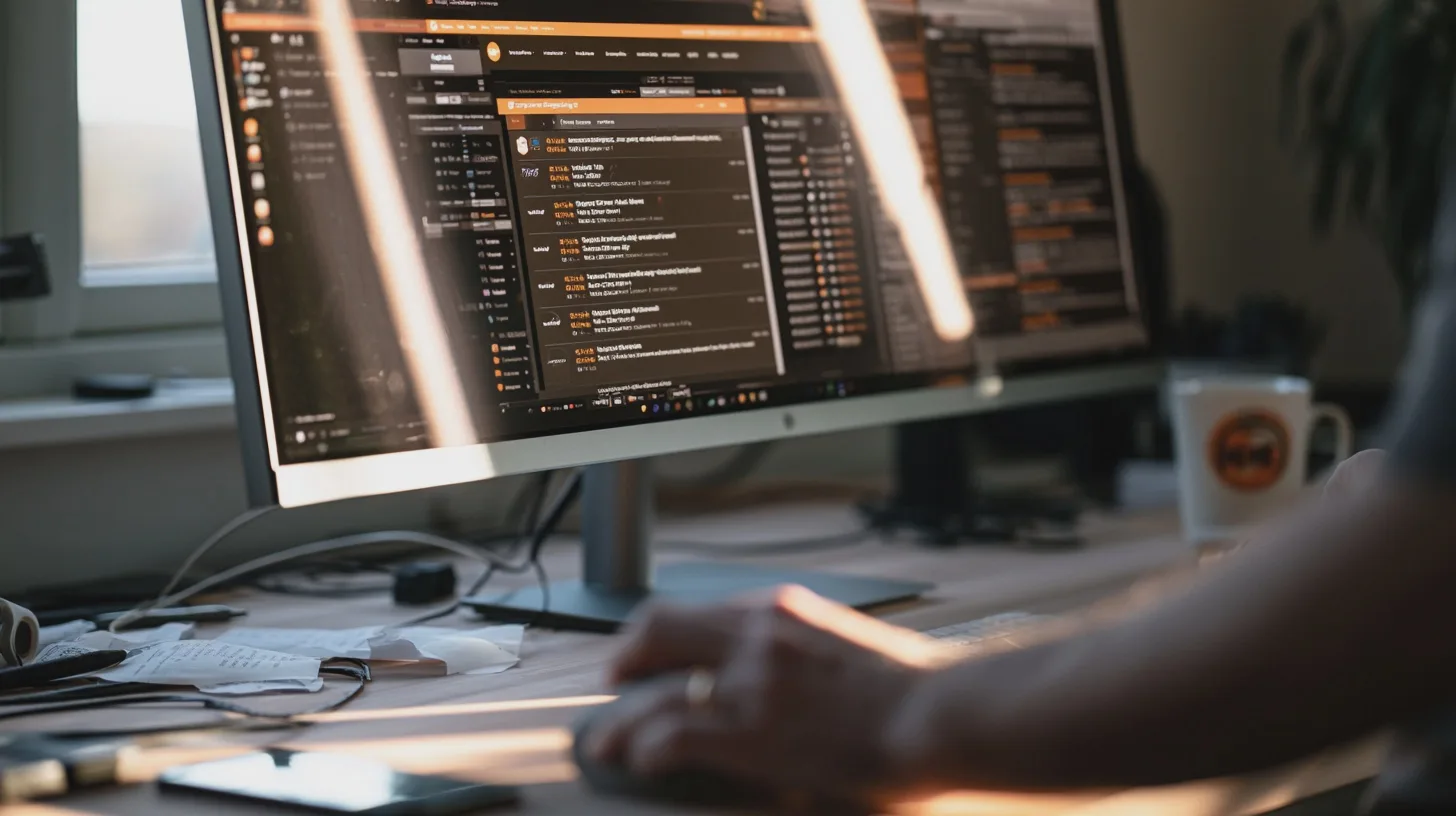 Kategori: TeknikNyckelord: dator, arbete, programvara, skärm, kontor, teknologi, produktivitet, arbetsmiljö, programmering, digitalt.