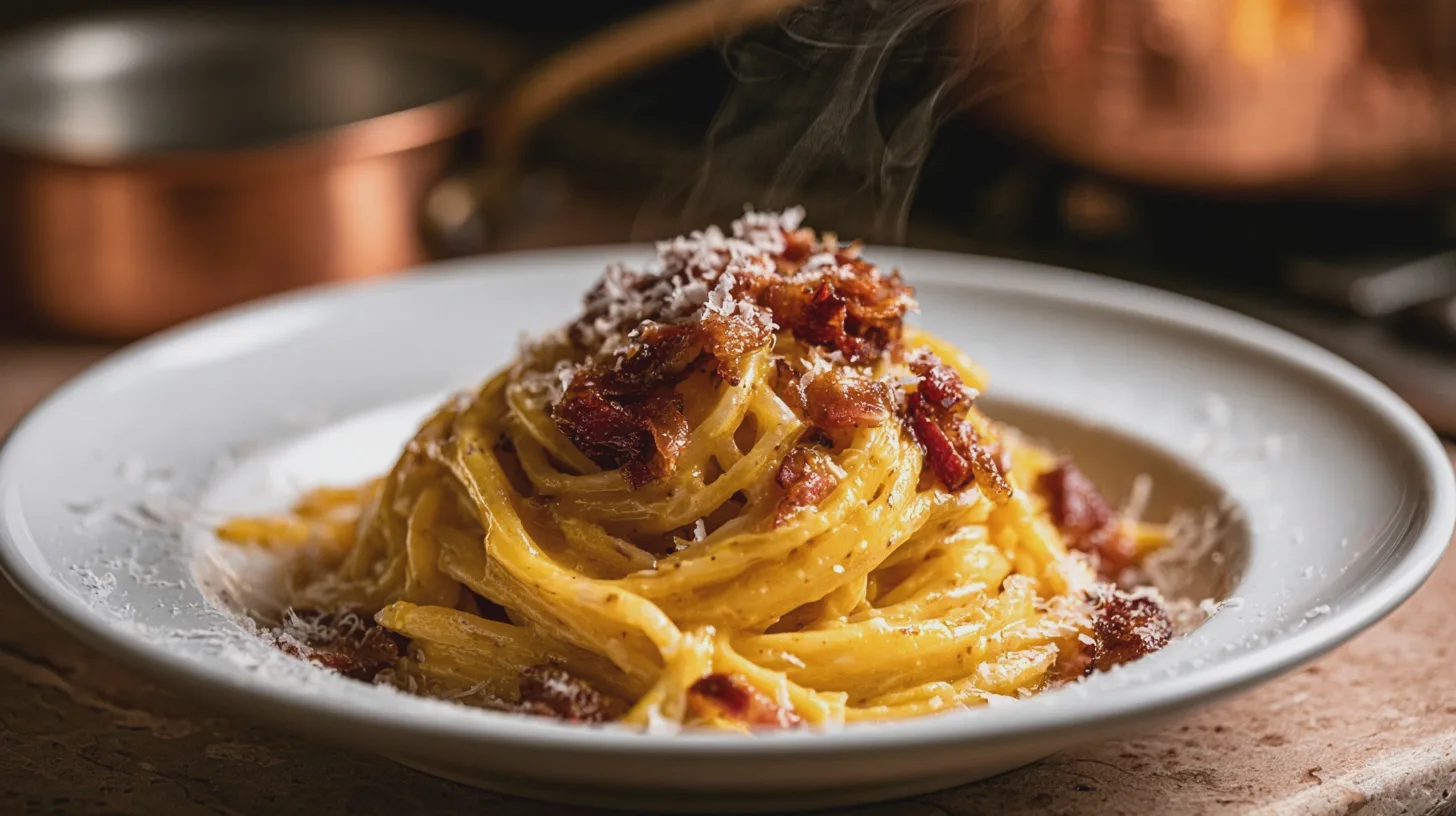 carbonara-utan-gradde-varme-emulsion-guanciale Äkta carbonara kräver inga genvägar, bara rätt fett, rätt temperatur och snabb hand. Så lyckas du med Roms krämigaste pastaklassiker – utan grädde och äggröra.
