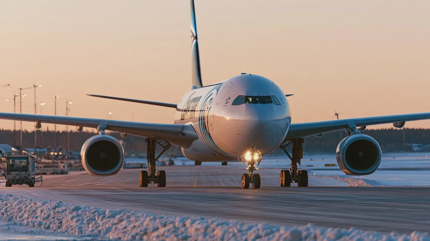 Resa: flygplan, flygplats, snö, vinterlandskap, avresor, lufttrafik, teknik, transport.
