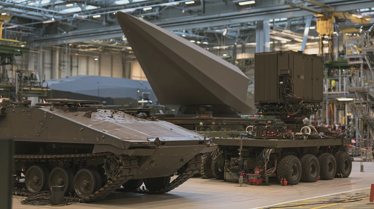 Teknik + militärfordon, försvar, industri, avancerad teknologi, armé, produktion, säkerhet, innovation, svensk industri.