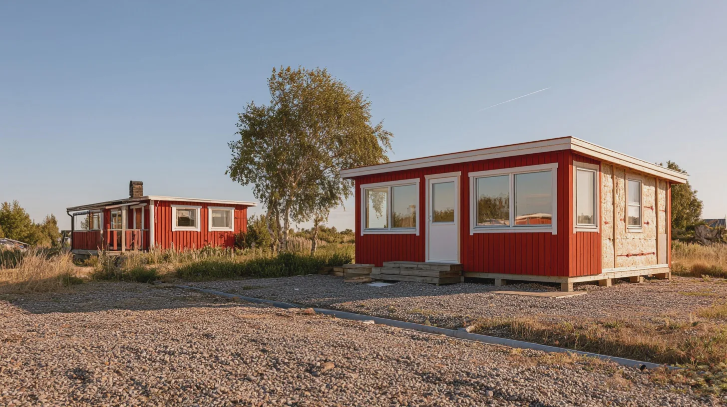 Resa + stugor, natur, semester, avkoppling, skandinavisk design, röd färg, landskap, utomhus, lugn, friluftsliv