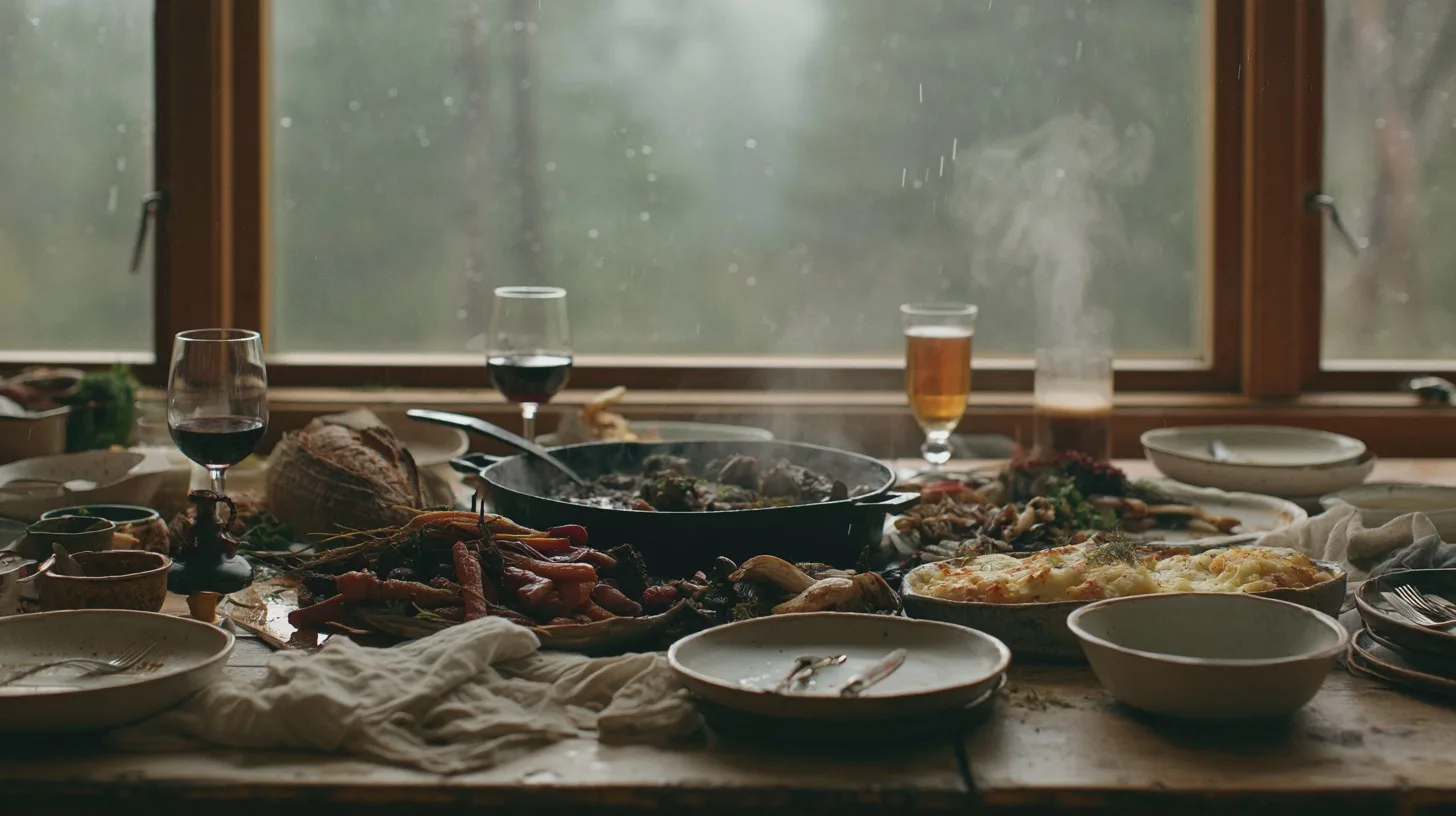 Mat, festmåltid, gourmet, vin, lokal mat, skandinavisk, hemlagat, bekväm atmosfär, tradition, lyxig middag.