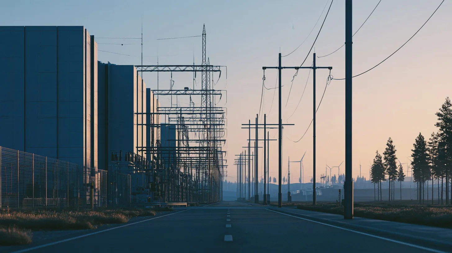 Teknik: kraftverk, elproduktion, högspänningsledning, infrastrukturer, industriell miljö, energikällor, ny teknik, landskap, transmission.