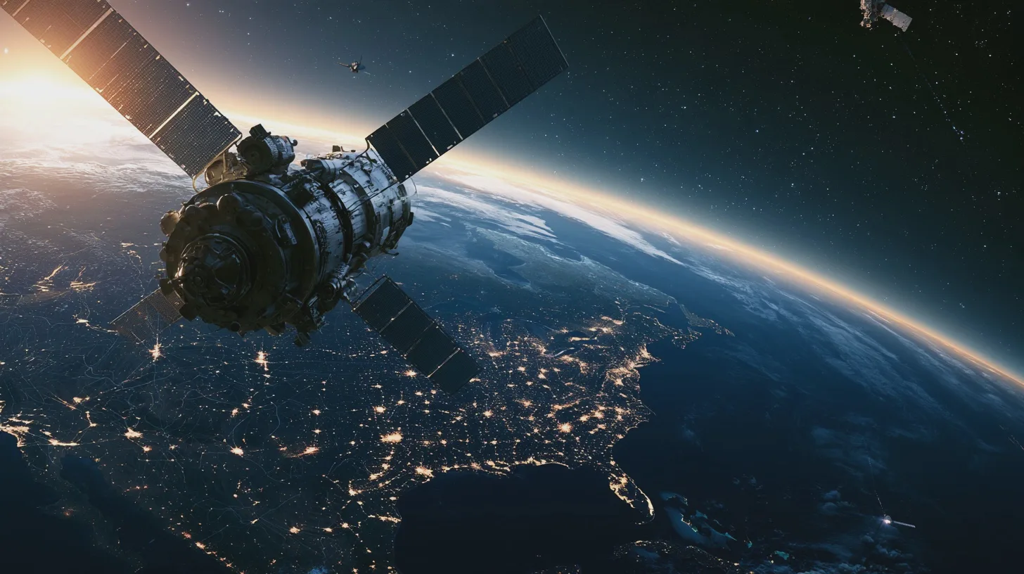 Teknik: satellit, rymdfärd, jordens atmosfär, rymden, satellitbild, teknologi, kommunikation, vetenskapliga upptäckter