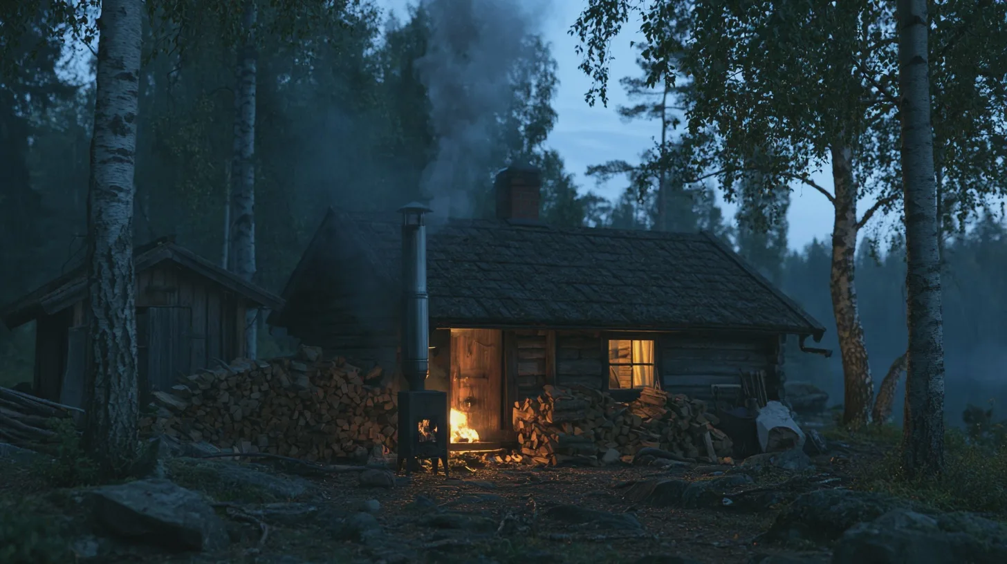Resa: stuga, skog, ved, mysig, eldstad, natur, kväll, avskildhet, friluftsliv, svenska landskapet.