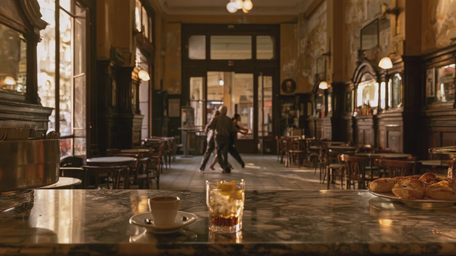 buenos-aires-historiska-barer-kafeer-tango Följ en dag genom Buenos Aires historiska barer och kaféer, där marmordiskar, vermut och tango gör stadens förflutna till en levande del av vardagen.