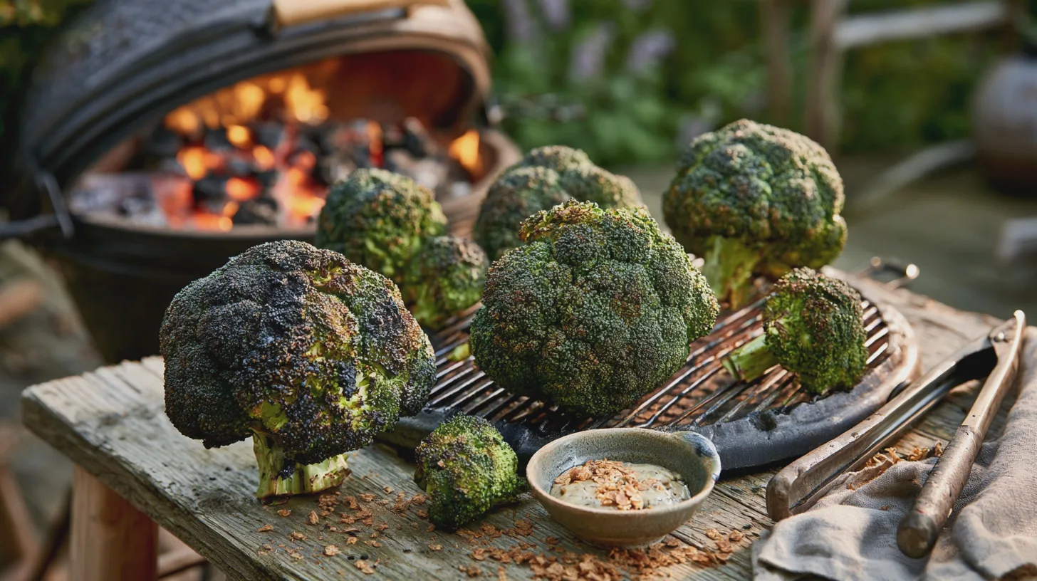 grillad-broccoli-med-caesardressing Ge broccolin huvudrollen: grilla den med både rykande hetta och lugn eftervärme, toppa med krämig ansjovisdressing och knaprigt rågbröd. Resultatet är en grönsak med ovanligt gott självförtroende.