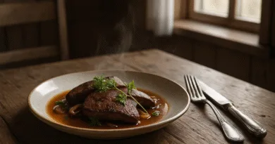 Midcent erbjuder en lockande kulinarisk upplevelse med en smakfull rätt, elegant upplagd på ett rustikt träbord. Fånga smaken och atmosfären av traditionell matlagning i en charmig miljö. Perfekt för den passionerade matälskaren. Kategori: Mat.