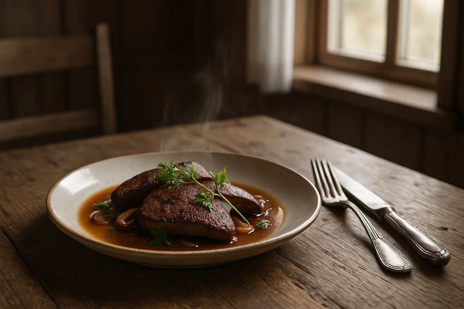 Midcent erbjuder en lockande kulinarisk upplevelse med en smakfull rätt, elegant upplagd på ett rustikt träbord. Fånga smaken och atmosfären av traditionell matlagning i en charmig miljö. Perfekt för den passionerade matälskaren. Kategori: Mat.