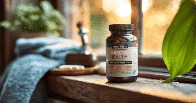 Midcent: Kosttillskott för män placerat på ett fönsterbräde i ett harmoniskt, naturligt ljus. Produkten främjar hälsa och vitalitet samt symboliserar välbefinnande och balanserad livsstil. Kategori: Hälsa.