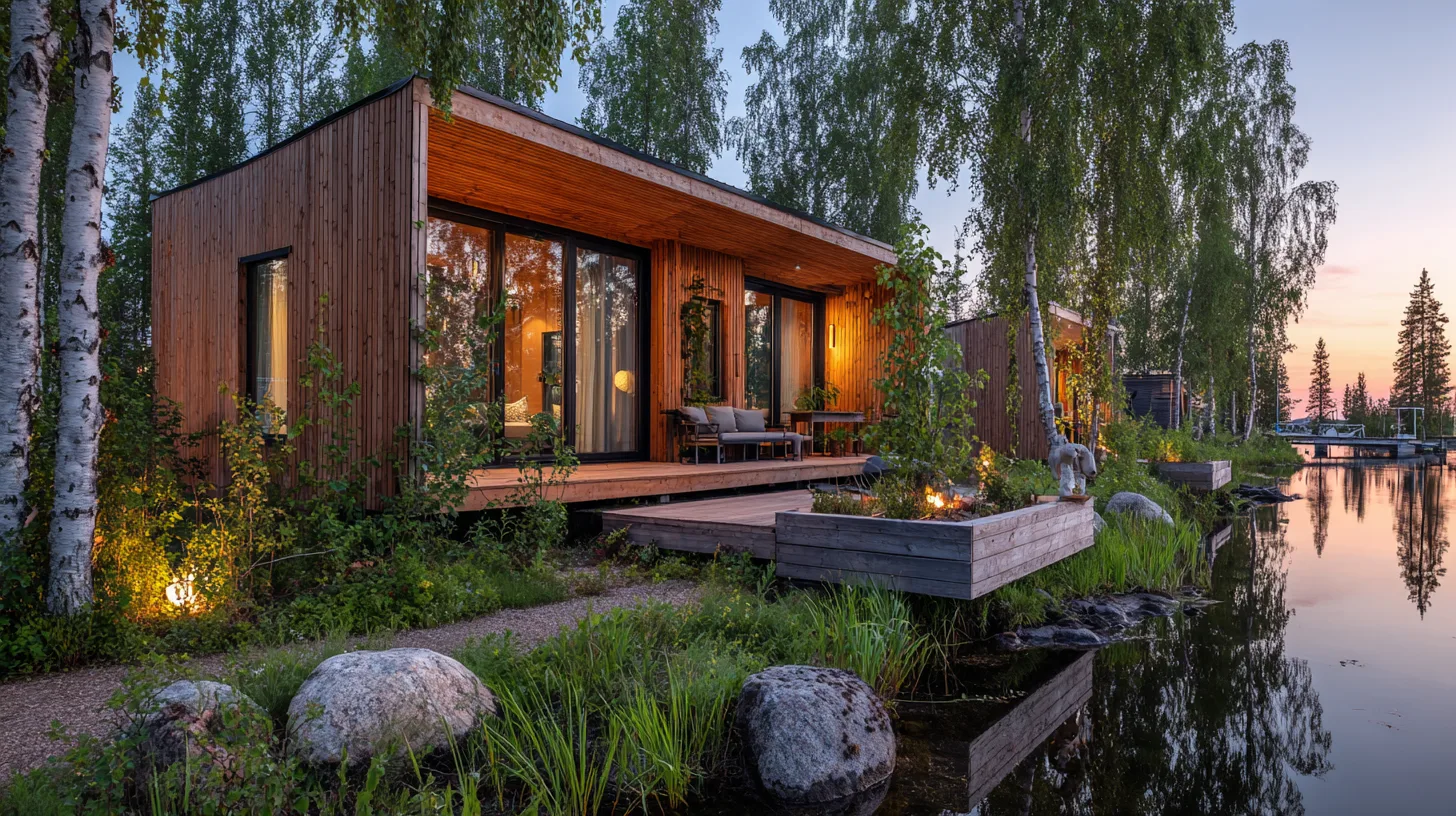 Midcent erbjuder en unik retreat med moderna, naturinspirerade stugor vid vattnet. Perfekt för avkoppling och naturupplevelser. Kategori: Resa.