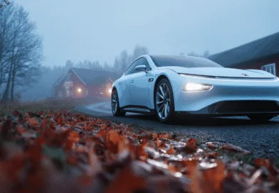 Midcent presenterar en elegant vit bil på en landsväg omgiven av höstlöv och dimma. Perfekt för teknikentusiaster som söker innovation och stil i natursköna miljöer. Upptäck bilens design och prestanda i varje kurva.Kategori: Teknik.