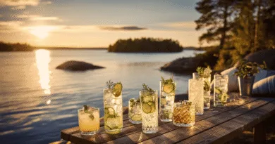 Midcent presenterar en drömlik kväll vid sjön med en samling läckra cocktails i solnedgången, perfekt för avkoppling och njutning under sommarkvällar. Kategorin är Mat.