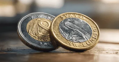 Midcent mynt med detaljerade gravyrer representerar valuta och ekonomi. Skarp bild på två mynt som ligger över varandra, vilket betonar deras design och textur. Perfekt för analys av ekonomiska trender och valutor. Kategori: Ekonomi.