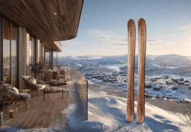 Midcent: En lyxig vinterstuga med panoramautsikt över ett snötäckt landskap, utrustad med moderna bekvämligheter och rustika trädetaljer. Perfekt för skidentusiaster som söker avkoppling och spektakulär utsikt. Fängslande arkitektur kombinerar natur och