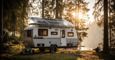 Midcent - Upptäck en solcellsutrustad husvagn i naturskön skogsmiljö vid sjön. Perfekt för miljövänligt äventyr och avkoppling i naturen. Utforska hållbart resande och camping med stil.Kategori: Resa.