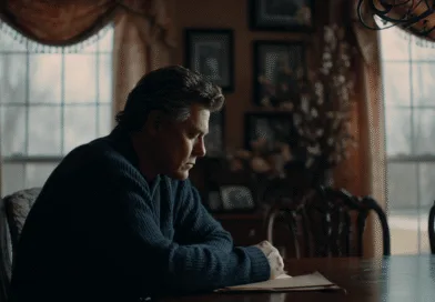 Midcent presenterar en medelålders man djupt koncentrerad på sitt skrivande i ett elegant inrett rum. Naturligt ljus flödar in genom fönstren, vilket skapar en atmosfär av reflektion och eftertanke. Kategori: Samhälle.