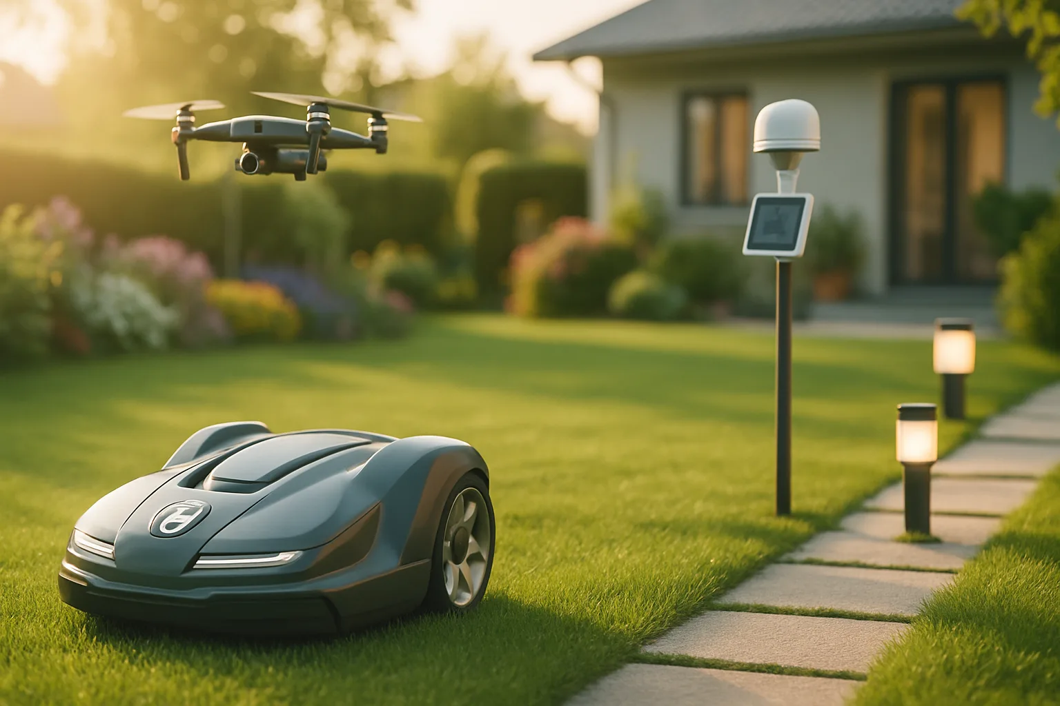 Från självkörande robotgräsklippare till drönare som övervakar rabatterna – vi guidar dig till de smartaste, nyttigaste och mest imponerande tekniska prylarna för en grönare, smartare trädgård.smarta trädgårdsredskap, robotgräsklippare, drönare, utomhus teknik, prylguide,