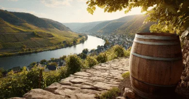 Midcent: en pittoresk vingårdsmiljö vid en flod som sträcker sig genom ett grönskande dalområde. Perfekt för vinälskare och naturentusiaster som söker en avkopplande resa bland böljande landskap och historiska byar.Kategori: Resa.