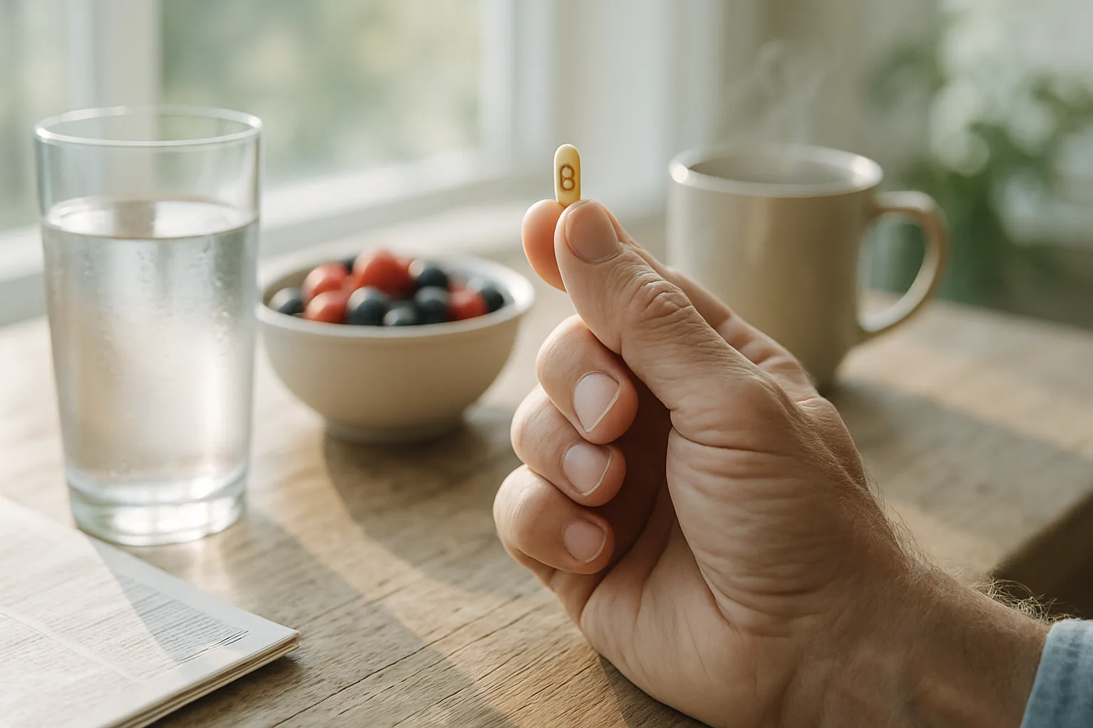 Vad kan vitamin B6 göra för oss män efter 45? Vi synar påståendena om energi, bättre psyke och förbättrad hud – och skiljer fakta från myt.vitamin B6, kosttillskott, energi, humör, hud,