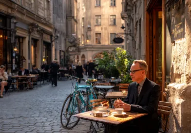 Midcent erbjuder en elegant och avkopplande atmosfär för vuxna män att njuta av kaffe i stadens livliga gator. Kategori: Samhälle.